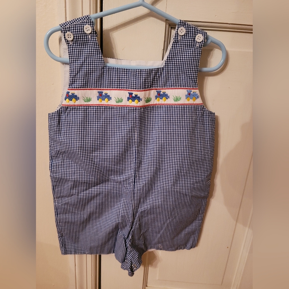 Lullaby Set Train Ribbon Jon Jon Romper Shortall